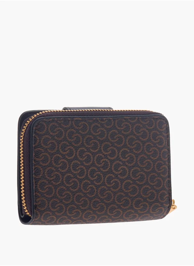 Celeste Women Monogram Print Zip Around Wallet with Flap Closure