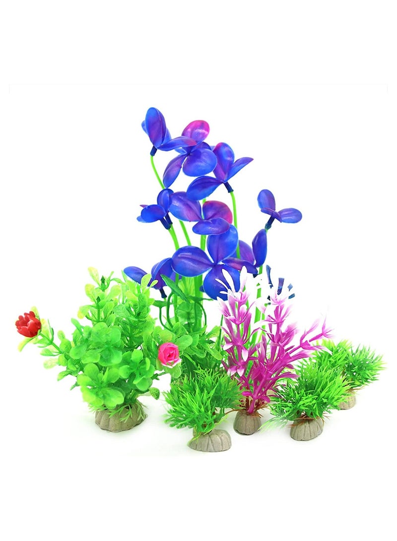 6 pcs aquarium artificial plants set for fish tank decorations - Image 1
