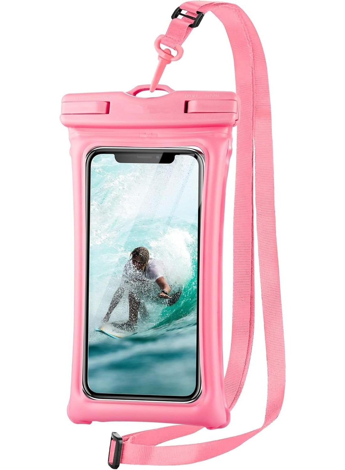 MOMENT Floating Universal IPX8 Waterproof Phone case Up to 7.0",Adjustable Lanyard Phone Pouch,Cellphone Dry Bags for Vacation Beach Pool Kayak Cruise Travel Essentials(Pink)