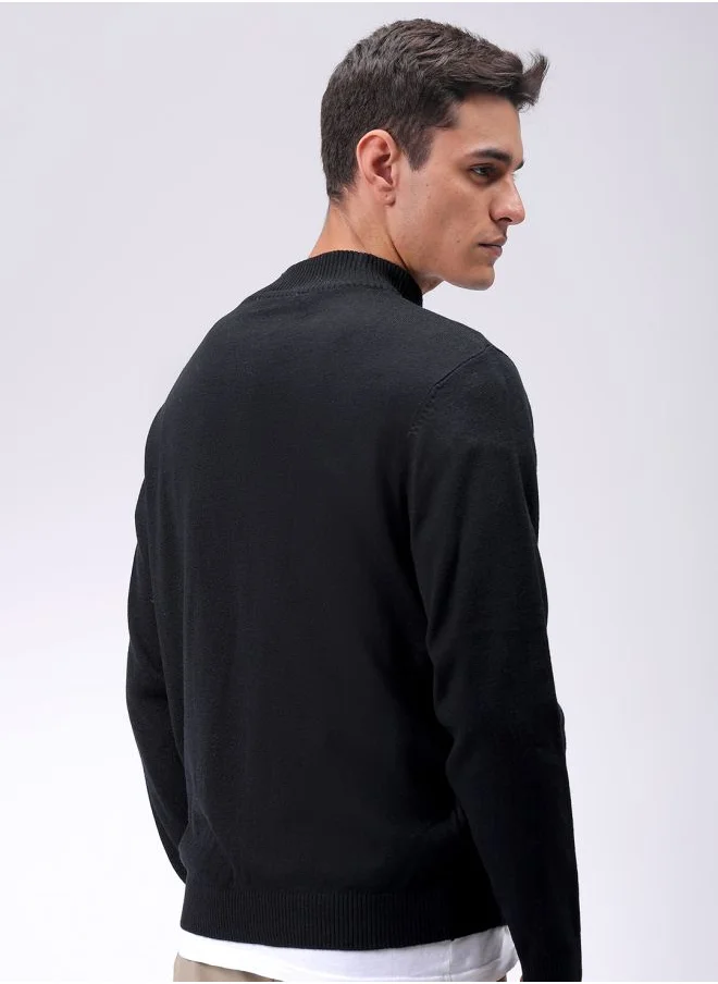 The Indian Garage Co Men Relaxed Fit Solid High Neck Sweater
