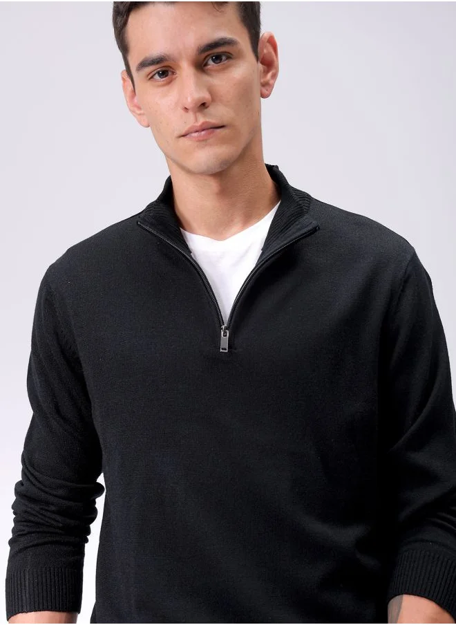 The Indian Garage Co Men Relaxed Fit Solid High Neck Sweater