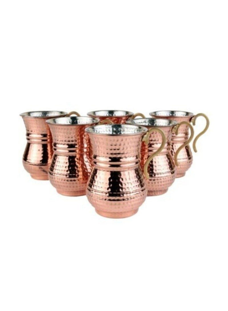 6 Handmade Copper Ayran Cups with Handle – Traditional Authentic Design, Made in Turkey - Image 1