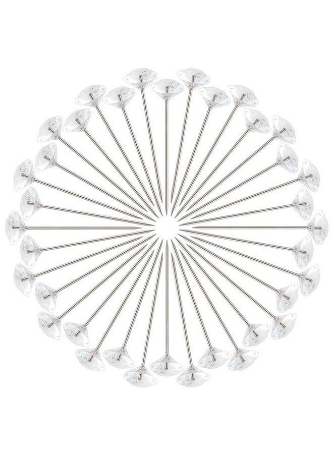 تونج كلاود 300 قطعة دبابيس زهرة صدر الزينة دبابيس الرأس دبابيس باقة الزفاف دبابيس كريستال دبابيس باقة الزهور واضحة Tongcloud (شفاف 2 بوصة) - Image 2