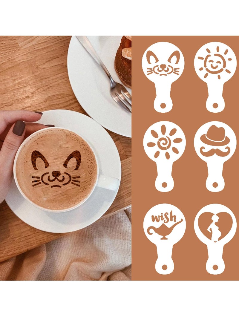 SYOSI Coffee Stencil Templates Decoration 20Pcs Cake Stencils Templates Reusable Cookie Stencils Foam Latte Art Stencils Baking Mold Barista Templates for Oatmeal Cupcake Cake  - Image 2