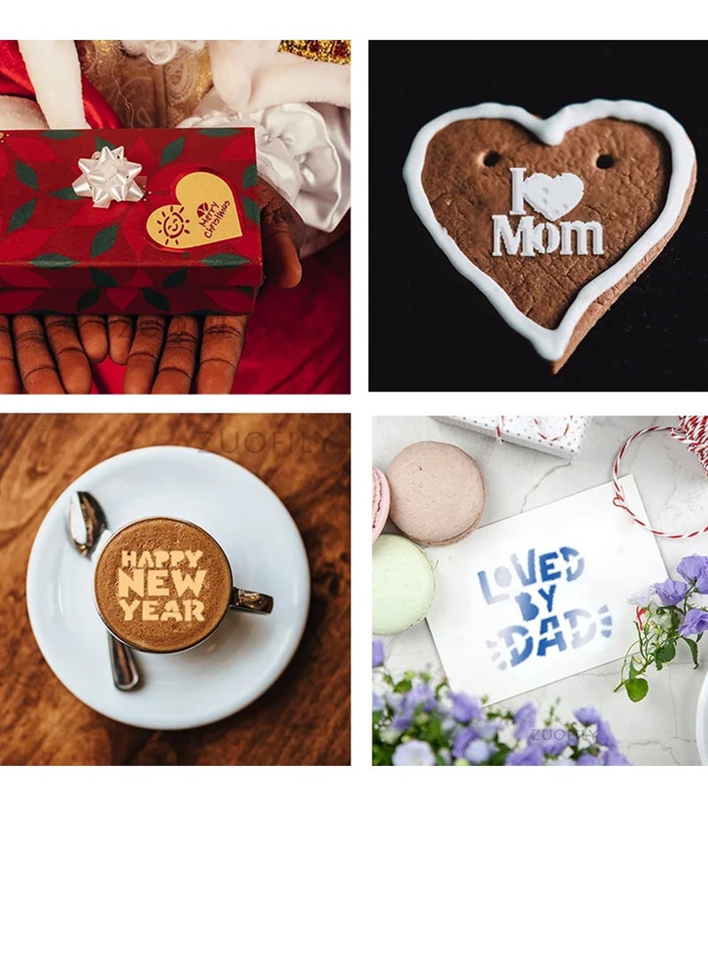 SYOSI Coffee Stencil Templates Decoration 20Pcs Cake Stencils Templates Reusable Cookie Stencils Foam Latte Art Stencils Baking Mold Barista Templates for Oatmeal Cupcake Cake  - Image 3