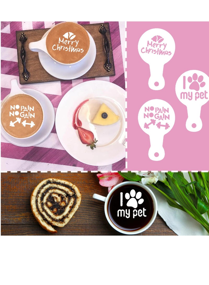 SYOSI Coffee Stencil Templates Decoration 20Pcs Cake Stencils Templates Reusable Cookie Stencils Foam Latte Art Stencils Baking Mold Barista Templates for Oatmeal Cupcake Cake  - Image 5