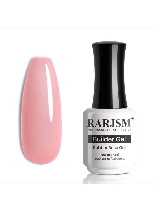 RARJSM Rubber Base Gel for Nails Sheer Pink,Builder Extension Gel,Rubber Base Coat Nude Gel Polish,Shimmer Natural Pink Gel Nail Polish Nail Strengthener Soak Off Curing Requires 1 Bottle 15ml - Image 1