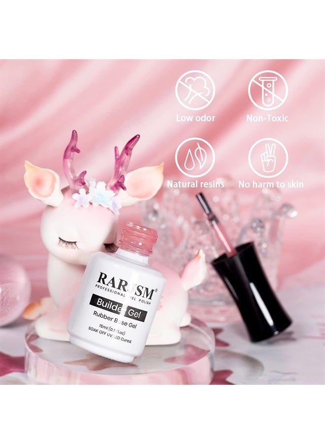 RARJSM Rubber Base Gel for Nails Sheer Pink,Builder Extension Gel,Rubber Base Coat Nude Gel Polish,Shimmer Natural Pink Gel Nail Polish Nail Strengthener Soak Off Curing Requires 1 Bottle 15ml - Image 3