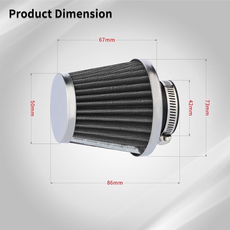 evermotor Double Layer Steel Air Filter,38mm 39mm 40mm Air Filter Replacement for Motorcycle Scooter ATV Moped Black - Image 5