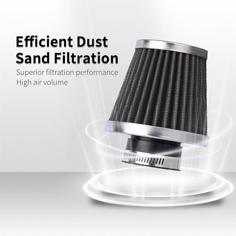 evermotor Double Layer Steel Air Filter,38mm 39mm 40mm Air Filter Replacement for Motorcycle Scooter ATV Moped Black - Image 2
