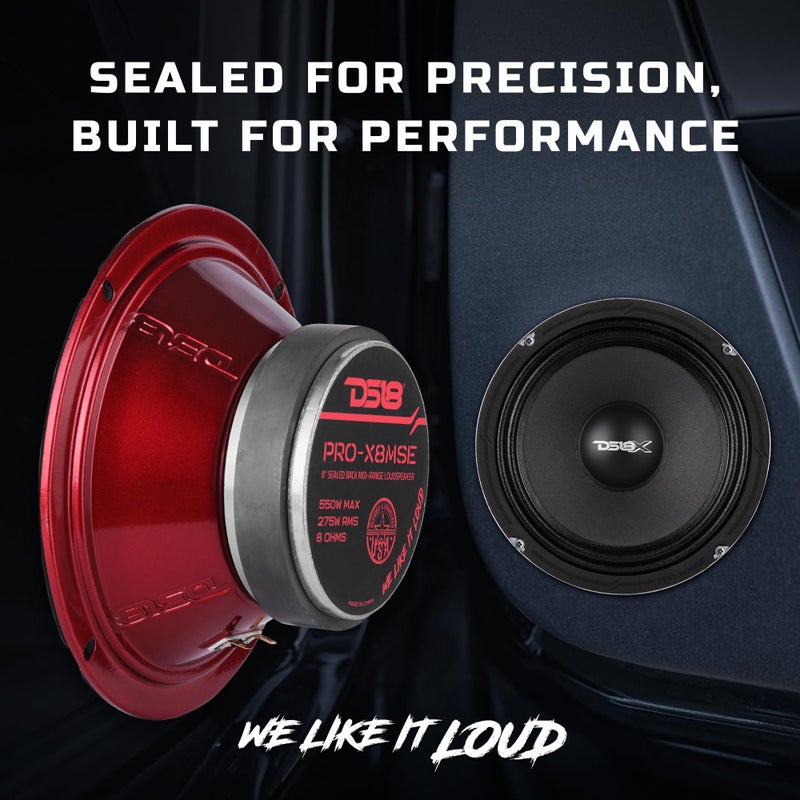 DS18 PRO-X8MSE Loudspeaker - 8", Midrange, Sealed Basket, 550W Max, 275W RMS, 8 Ohms - Premium Quality Audio Door Speakers for Car or Truck Stereo Sound System (1 Speaker) - Image 4