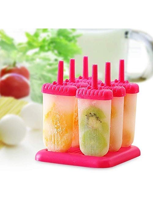 Alboss - Alboss Set of 6 Ice Candy Maker Reusable Popsicle MoldsHomemade Popsicle Frozen Ice Cream Moulds Tray with Stick Kulfi Candy Ice Lolly Mold Multi Colour - Image 1
