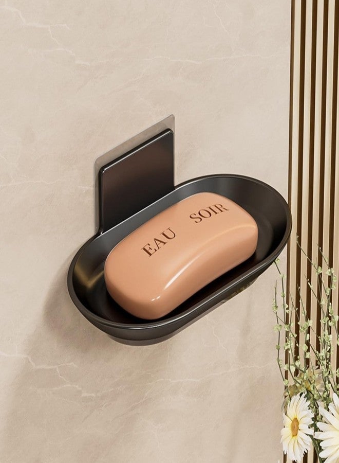 Tenom Soap Stand for Bathroom Wall Mounted, Space Aluminum Soap Holder for Bathroom Stickable, Rustproof Soap Dish, Durable Soap Box with Drain Tray (1, Black) - Image 1