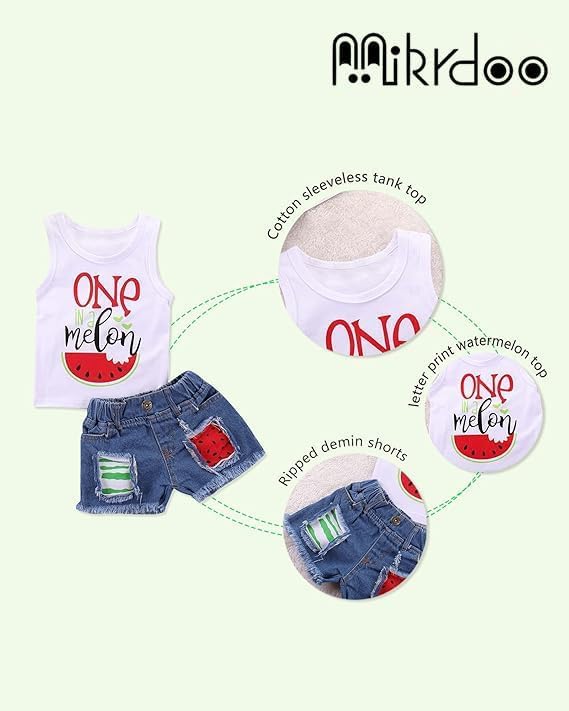 Mikrdoo Toddler Girl Clothes White Sleeveless Tank Top + Denim Shorts Set 2pcs Little Kid Girl Clothes (2-3 Years, White) - Image 5