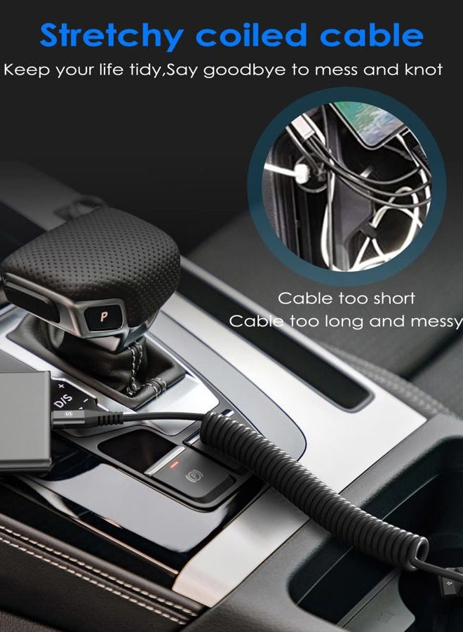 sweguard Coiled USB Type C Cable Right Angle, Retractable iPhone 15 Cable Curly USB A to USB C Cord for Samsung iPhone 15 Plus Pro Max, Galaxy S24 S23 S22 S21 S20 S10 S9 S8 Note 9 8, Moto Z - Image 5
