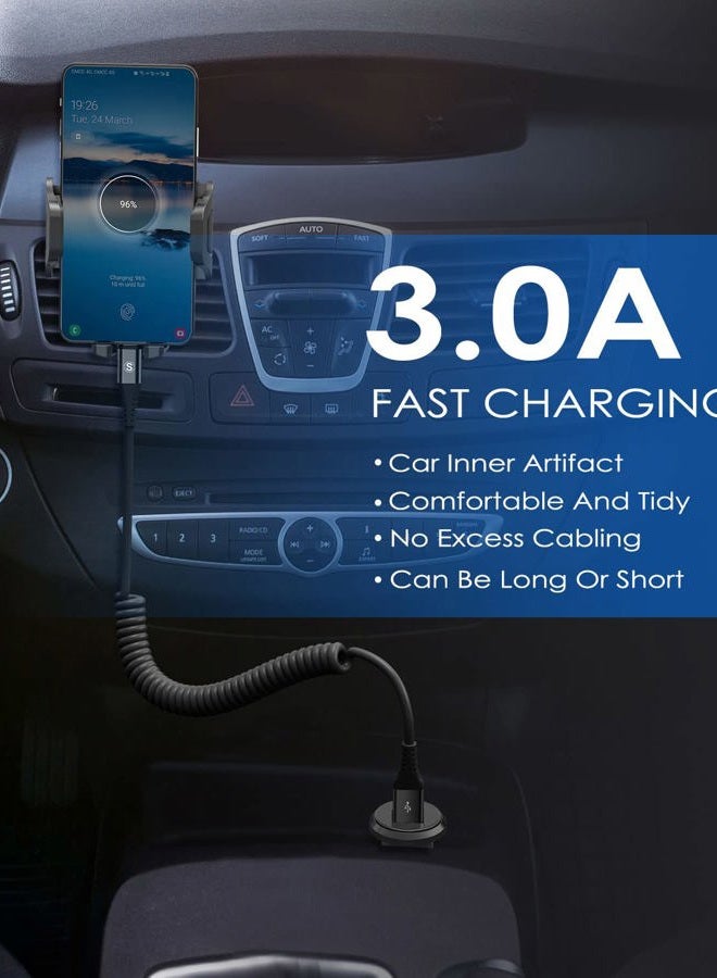sweguard Coiled USB Type C Cable Right Angle, Retractable iPhone 15 Cable Curly USB A to USB C Cord for Samsung iPhone 15 Plus Pro Max, Galaxy S24 S23 S22 S21 S20 S10 S9 S8 Note 9 8, Moto Z - Image 2