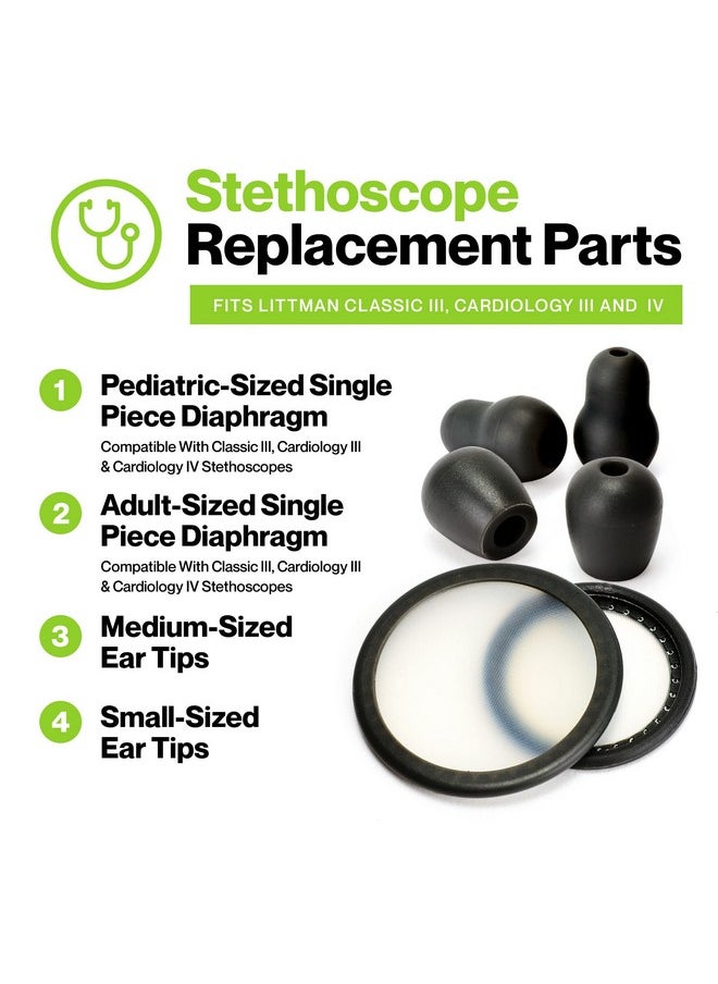 Durabasics Durabasics Classic 3, Cardiology 3 & Cardiology 4 Stethoscope Accessories Kit for Littman Stethoscope Replacement Parts & Littmann Stethoscope Parts - Fits Classic III, Cardiology III & IV - Black  - Image 4