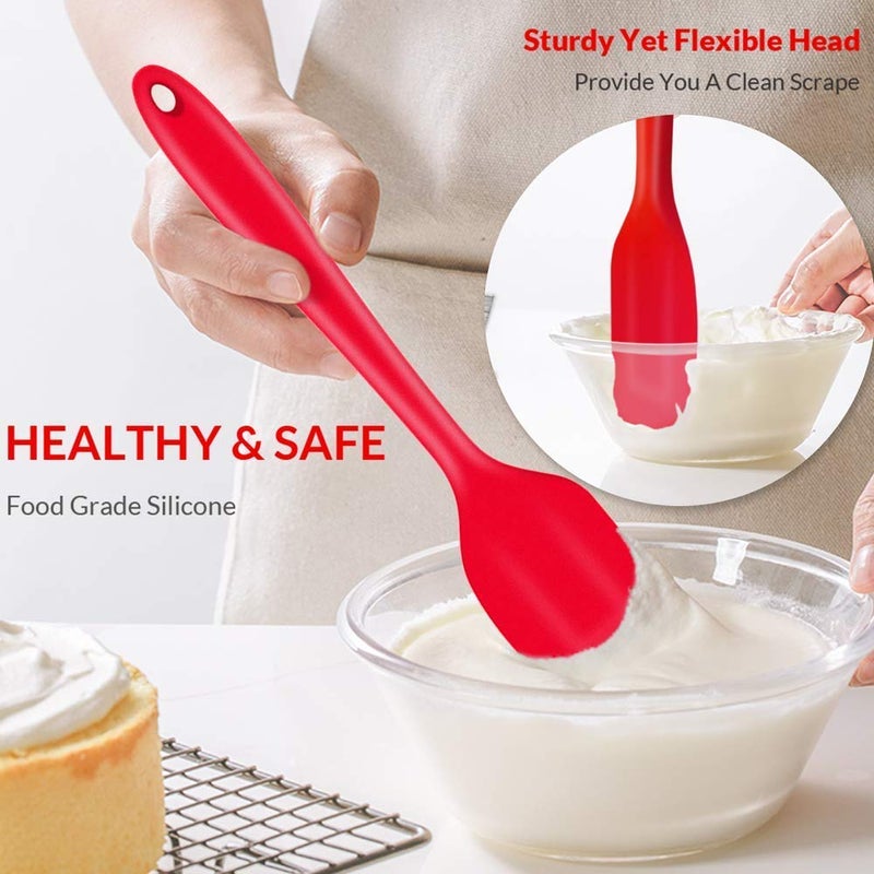 FS COOL Set of 4 Silicone Spatula Heat Resistant Kitchen Spatulas for Non Stick Cooking and Baking Seamless One Piece Flexible Spatula Dishwasher Safe Rubber Spatula Red - Image 3