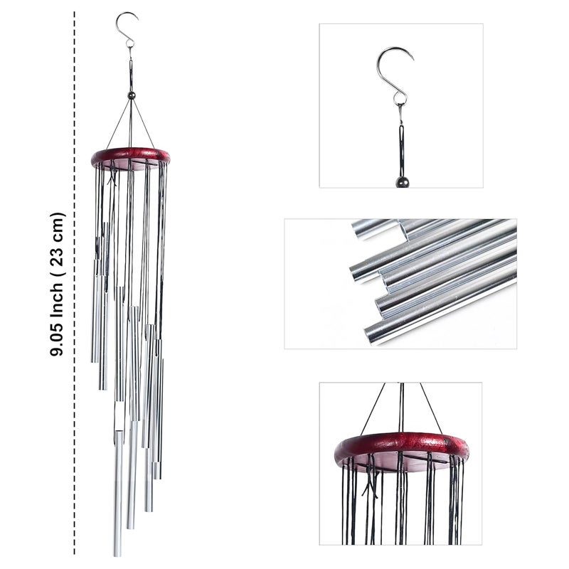 HindCraft Wind Chimes for Home Décor – Positive Energy Decoration for Living Room, Bedroom, and Balcony | Housewarming Gifts, Stylish Showpieces, and Gift Items for Women, Silver 12-Pipe - Image 2