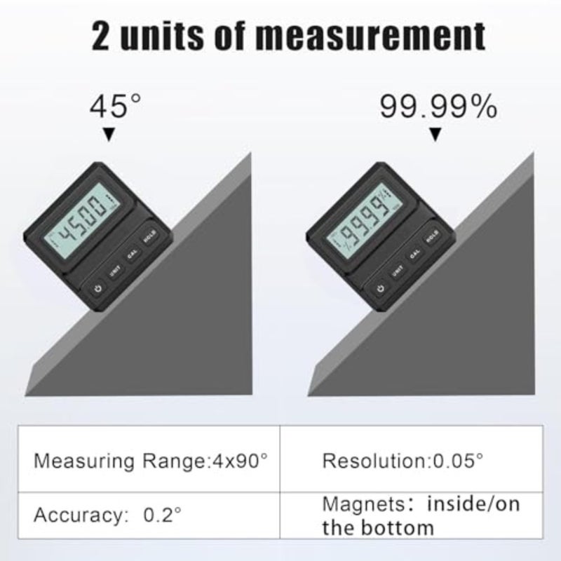 Digital Angle Finder with LCD Display, Magnetic Base Digital Angle Gauge, Portable and Easy to Use Precise Inclinometer Tool for Woodworking, Carpentry, Building, DIY Projects - Image 5