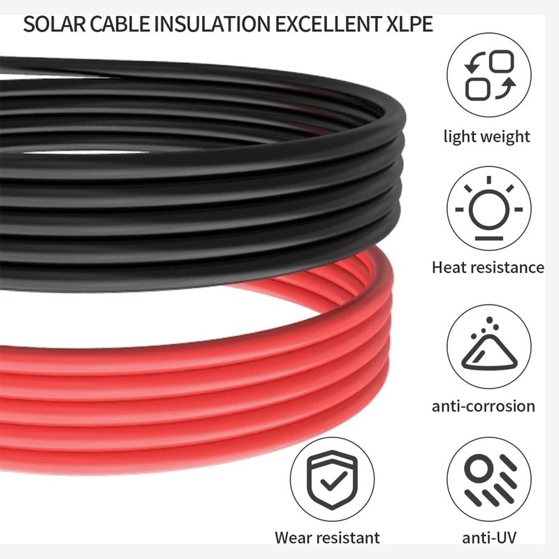 ELFCULB Solar Panel Extension Cable-1Pair 12AWG 30FT Solar Extension Cable Black＆Red with Male/Female Connectors Solar Panel PV Cable Wire with Extra Pair of Connectors Solar Panel Adaptor Kit - Image 4
