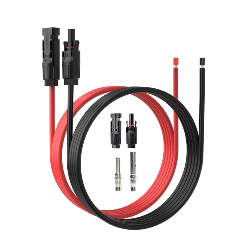 ELFCULB Solar Panel Extension Cable-1Pair 12AWG 30FT Solar Extension Cable Black＆Red with Male/Female Connectors Solar Panel PV Cable Wire with Extra Pair of Connectors Solar Panel Adaptor Kit - Image 1