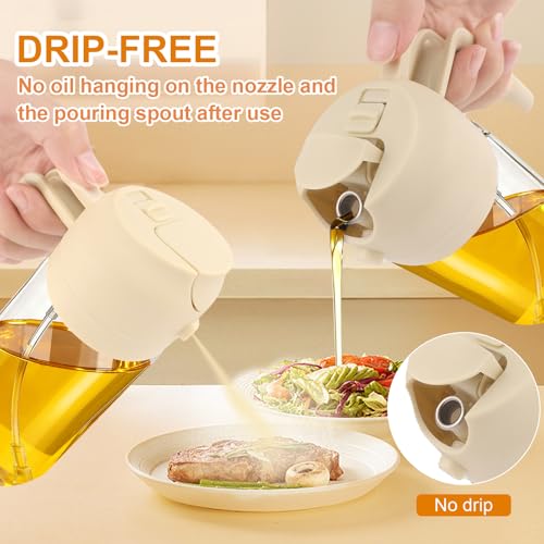 MUOOMU Glass Olive Oil Sprayer for Cooking, Oil Dispenser Bottle for Kitchen Gadgets, 2 in 1 Spray and Pour bottle, Home and Kitchen Essentials, Air Fryer Accessories for Salad, BBQ (16oz/470ml, White) - Image 5