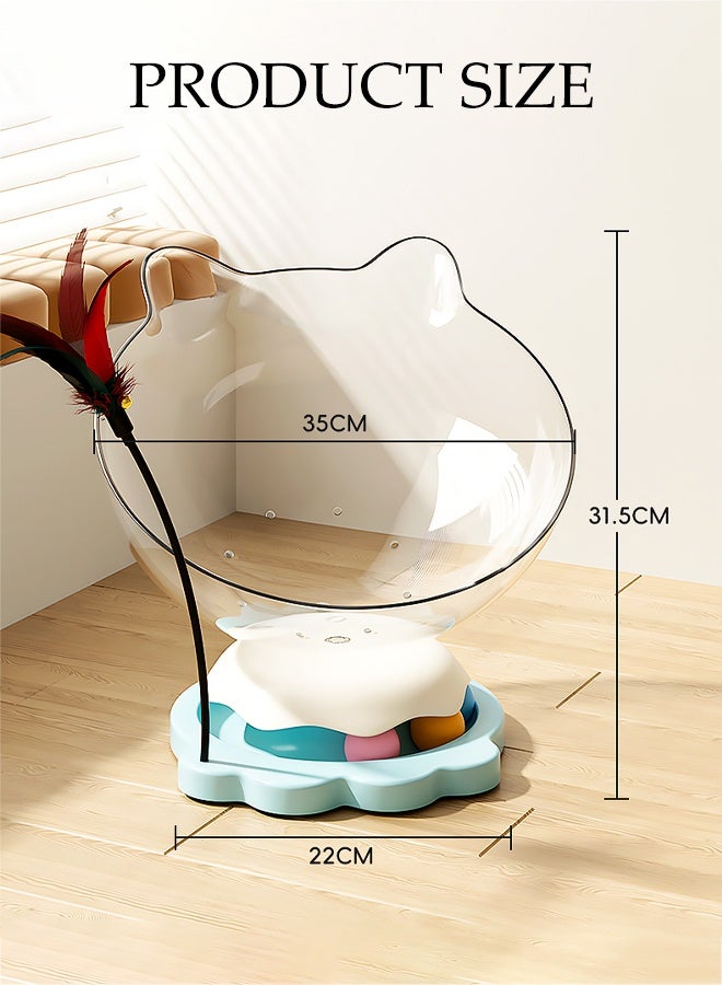 DUNISO Round Cat Bed Indoor Space Capsule Cat Bed with Track Balls Toy Plastics Stand Stable Kitten Nest Transparent Acrylic House Dome Cat House Elevated Easy to Clean Sturdy Sleeping Nest Pet Bed Toy for Cat Kitty - Image 4