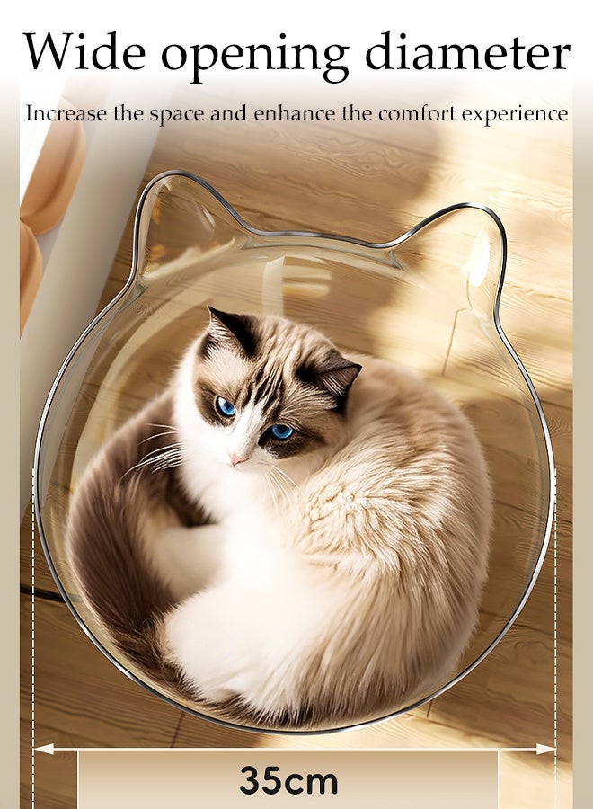 DUNISO Round Cat Bed Indoor Space Capsule Cat Bed with Track Balls Toy Plastics Stand Stable Kitten Nest Transparent Acrylic House Dome Cat House Elevated Easy to Clean Sturdy Sleeping Nest Pet Bed Toy for Cat Kitty - Image 5