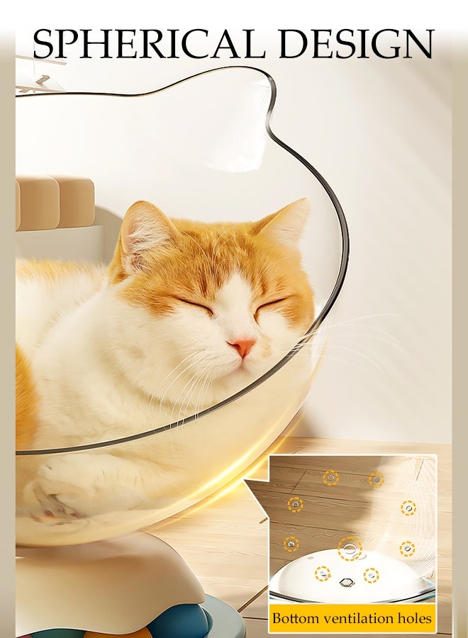 DUNISO Round Cat Bed Indoor Space Capsule Cat Bed with Track Balls Toy Plastics Stand Stable Kitten Nest Transparent Acrylic House Dome Cat House Elevated Easy to Clean Sturdy Sleeping Nest Pet Bed Toy for Cat Kitty - Image 2