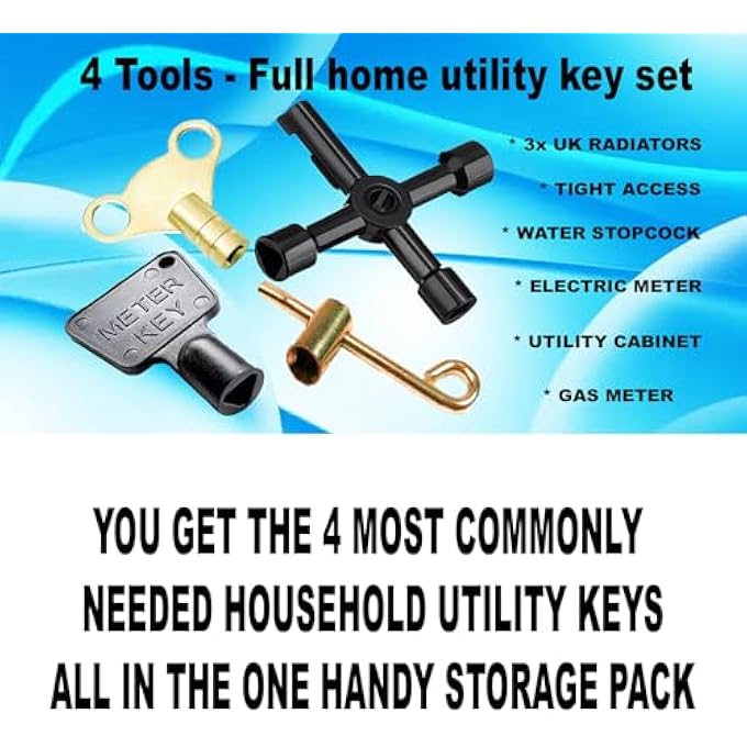 FULL HOUSE - UK HOME UTILITY KEYS FOR RADIATOR WATER ELECTRIC GAS METER BOX KEY CABINETS - Image 2
