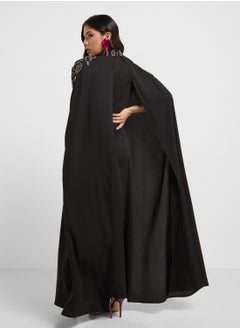 hayas closet Cape Sleeve Embroidered Neck Dress  - Image 2