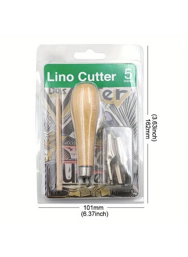 1 Set Lino Block Carving Tools With 5 Blades For Printmaking And Sculpture - Image 1