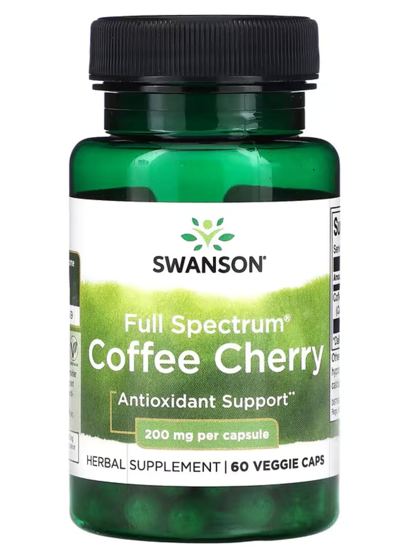 سوانسون‏, قهوة وكرز كامل الطيف ، 200 ملجم ، 60 كبسولة نباتية