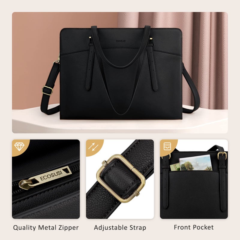 ECOSUSI Laptop Bag for Women 15.6 Inch Work Briefcase Tote Professional with Shoulder Strap for Business Travel Office - Image 4