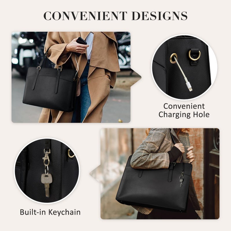 ECOSUSI Laptop Bag for Women 15.6 Inch Work Briefcase Tote Professional with Shoulder Strap for Business Travel Office - Image 2