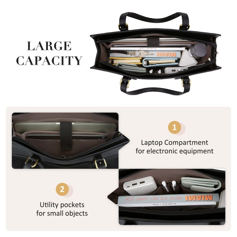 ECOSUSI Laptop Bag for Women 15.6 Inch Work Briefcase Tote Professional with Shoulder Strap for Business Travel Office - Image 3