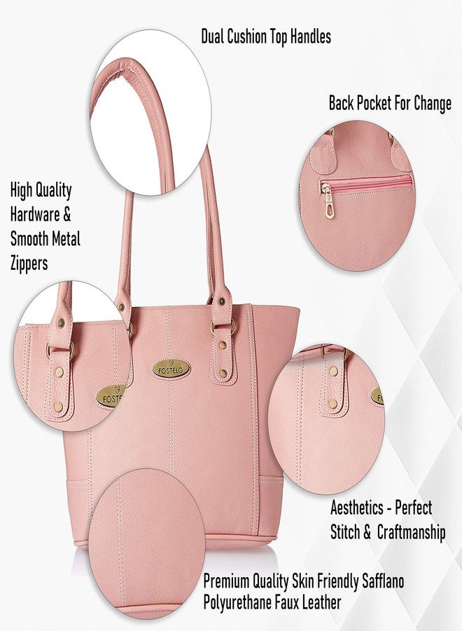Fostelo Women's Everly Satchel Tote Handbag for Women | Ladies Purse | Stylish Shoulder Bag | Gift For Women | Light Pink - Image 3