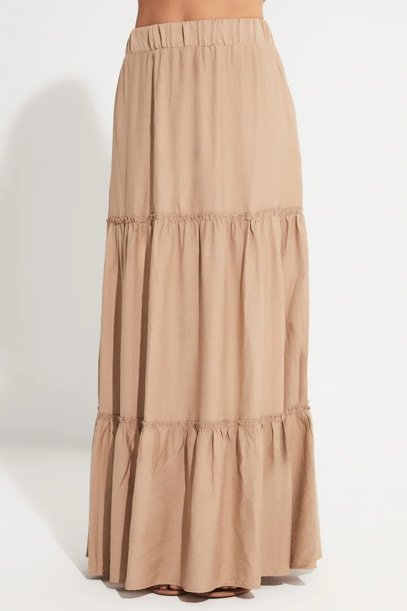 جون Exclusive Elastic Waist Viscose Blend Maxi Skirt