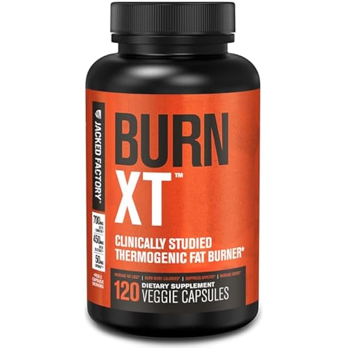Jacked Factory Burn-XT Clinically Studied Fat Burner & Weight Loss Supplement - Appetite Suppressant & Energy Booster - with Acetyl L-Carnitine, Green Tea Extract and More - 120 Natural Diet Pills - Image 1