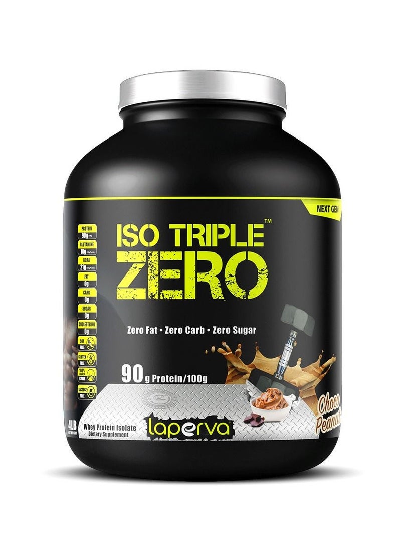 Laperva Iso Triple Zero Whey Protein Isolate Belgian Choco Peanut Flavor 4Lb 