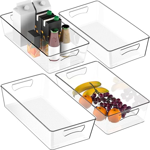 Simple Houseware 4 Pcs Kitchen Clear Bin Storage Organizer 15 x 8 x 375