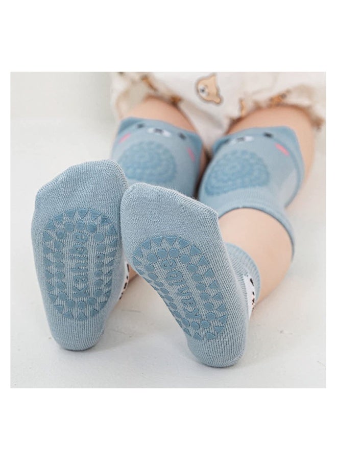 Baby Crawling Baby Socks 4 Pair and Baby Knee Pads 4 Pair Boys Girls Crawling Pads Non-Slip Socks 1-3 Years Old - Image 3