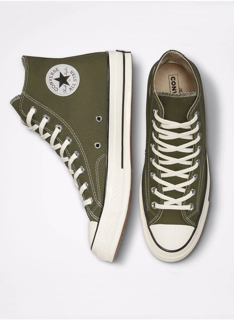 Converse Olive Green High Top Cotton Blend Sneaker with Rubber Sole - Image 1