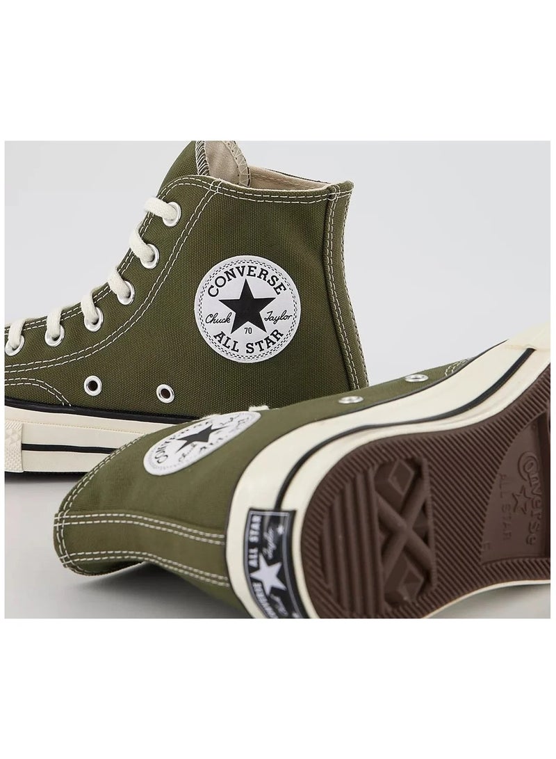 Converse Olive Green High Top Cotton Blend Sneaker with Rubber Sole - Image 4