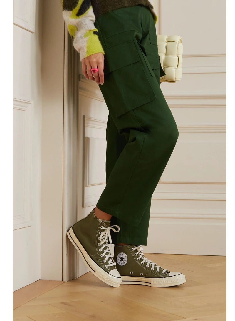 Converse Olive Green High Top Cotton Blend Sneaker with Rubber Sole - Image 2