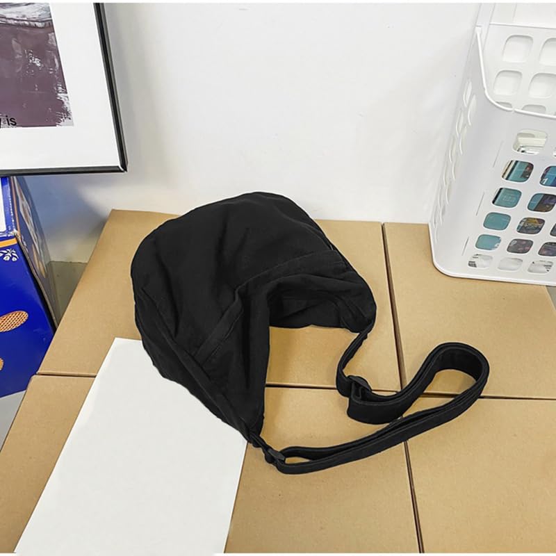 PRAGARI Canvas Messenger Bag Hobo Crossbody Bag for Women Black Shoulder Tote Handbag Vintage Aesthetic Travel Work - Image 1