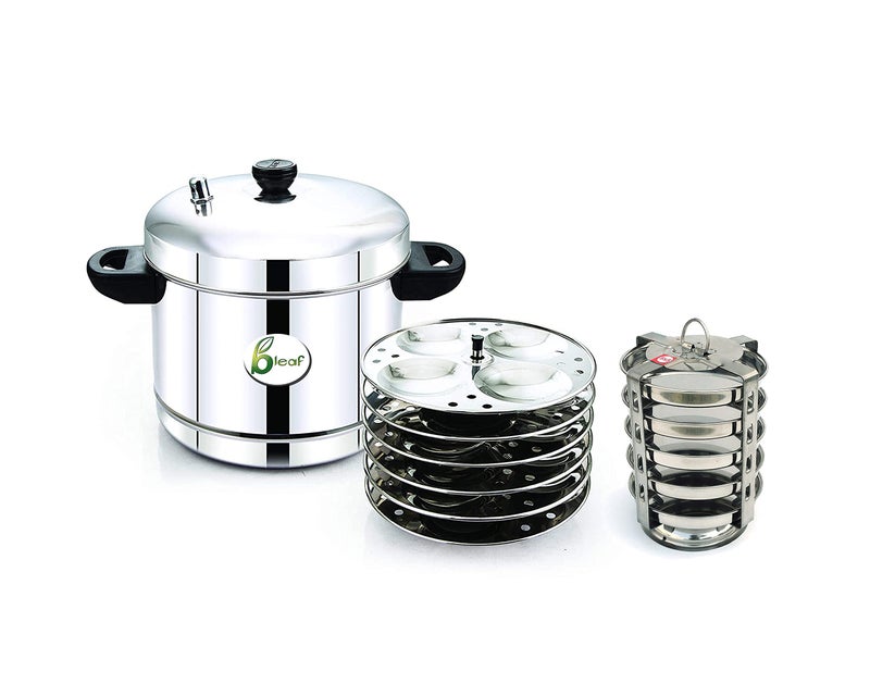 BLeaf Stainless Steel-Idli cooker (Induction & Standard) with Regular Idli Stand/Idli Plates (6 Plates, 24 Idlis) - BV (IC+6RIS+5TIS) - Image 4