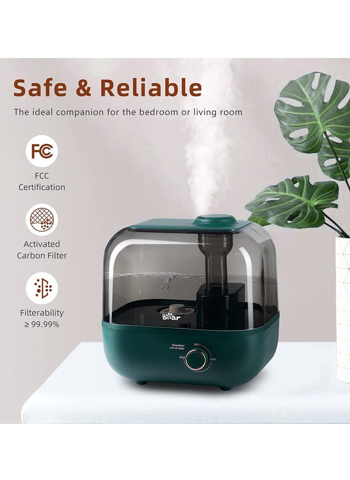 Bear - Ultrasonic Mute Air Humidifier 5L - Portable Cool Mist Essential Aroma Oil Diffuser Auto Shut-Off Carbon Filter Air Purifier Desktop Sprayer, Adjustable 360° Knob, Humidifiers for Home Office - Image 1
