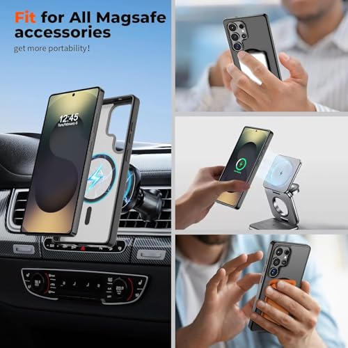 keeshar MagPro case for Samsung Galaxy S25 Ultra 5G | MagSafe Compatible Protective Cover Strong Magnetic Adsorption Shockproof Armor Scratch Resistant Polycarbonate HardBack | Translucent Matte Black - Image 3